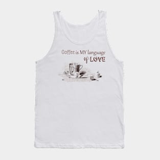 Coffee Illustration with Love Text Tank Top